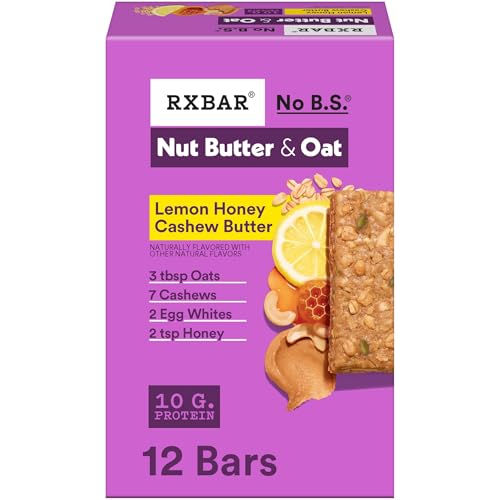 RXBAR Nut Butter and Oat Protein Bars, Protein Snacks, Snack Bars, Lemon Honey Cashew Butter, 23.2oz Box 12 Count