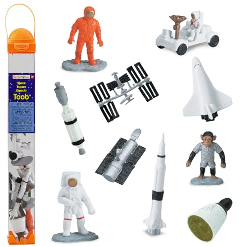 Safari Ltd Space TOOB With 10 Out Of-This-World Toy Figurines, Including 2 Astronauts, 1 Space Chimp, 6 Space Craft, And More! For Ages 3 And Up