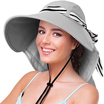 Solaris UPF 50 Wide Brim Sun Hat for Women - Small Size Packable Lightweight, Floral Scarf Cooling Hat with Neck Flap