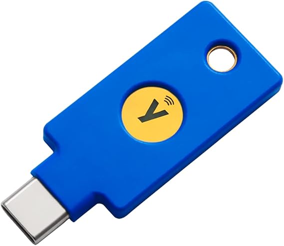 Yubico Y-400 Security Key C NFC - USB and NFC security key is suitable for two-factor authentication, USB-C connections and works with supported NFC mobile devices, blue