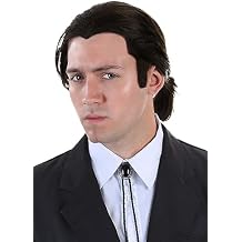 Mens Pulp Fiction Wig and Tie Set Adult Pulp Fiction Vincent Vega Wig and Bolo Costume Set