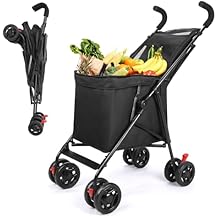 Folding Wagon Cart, Heavy Duty Outdoor Garden Cart, Large Capacity Beach Wagon with All-Terrain Wheels, Adjustable Folded Cart for Camping Shopping Sports (Black)