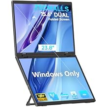 ZSCMALLS (Windows Only Triple Laptop Screen Extender, 15.6" 1080P FHD IPS Folding Stacked Portable Monitor, USB C Travel Extended Computer Display w/VESA, 180Rotation, Plug & Play for PCs