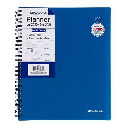 PlanAhead 2020-2021 Planner - Academic Weekly & Monthly Planner, 10.1 x 8.2 Large, Jul 2020-Dec 2021, Flexible Cover,18 Monthly Tabs,21 Notes Pages, Twin-Wire Binding Teal