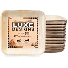 Luxe Designs Palm Leaf Plate - Eco-Friendly Disposable Dinnerware - Heavy-Duty Compostable & Biodegradable - Microwave & Oven Safe - 8" Set of 50