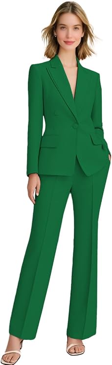 2 PC Womens Pant Suits for Work Professional Womens Suits 2 PC Set Dressy Business Formal Occasion