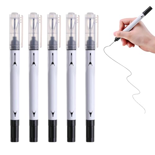 5 Pcs Long Head Deep Hole Marker Pens, 2025 New 20mm Deep Reach Metal Marking Pen Waterproof Quick-dry Long Nib Marker, Double-Head Colorful Carpenter Marker Metal Marking Pen Black
