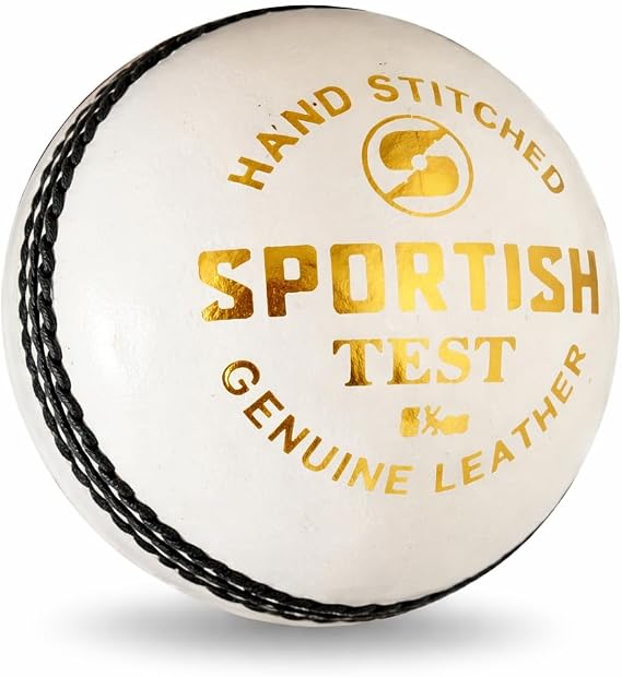 Premium Leather Cricket Test Ball – Hand Stitched Match & Practice Ball | Genuine Leather Construction, Machine & Hand Stitched, Ideal for Outdoor Adult Match Play and Training Sessions