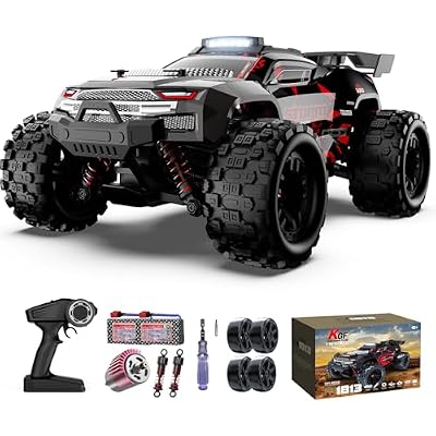 KGF 1:18 Scale All Terrain RC Cars, 40kmh High Speed Remote Control Car, 2.4Ghz RC Car Toys Gifts for Kids and Adults, 4WD Electric Vehicle with 2 Rechargeable Batteries, Off Road Monster Truck
