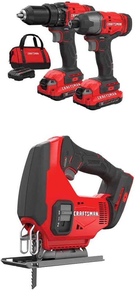 CRAFTSMAN V20 Cordless Drill Combo Kit, 2 Tool with EXTRA Lithium Ion Battery, 2.0-Amp Hour (CMCK200C2 & CMCB202)