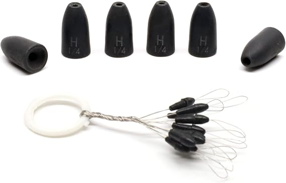 Harmony Fishing - Tungsten Bullet Worm Weights (Chip-Proof Oxide Coated) for bass Fishing [Includes Weight Pegs]
