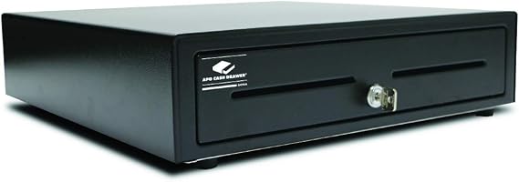 APG Standard- Duty 16 Electronic Point of Sale Cash Drawer | Vasario Series VB320-1-BL1616-B10 | with CD-101A Cable | Printer Compatible | Plastic Till with 5 Bill/ 8 Coin Compartments | Black