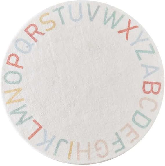 MOJUN Round Kids ABC Rug Alphabet Nursery Carpet, 3.2 Ft Soft Non Slip Kids Educational Learning Round Area Rug Playmat for Children Nursery Bedroom Living Room, Multicolor Letter