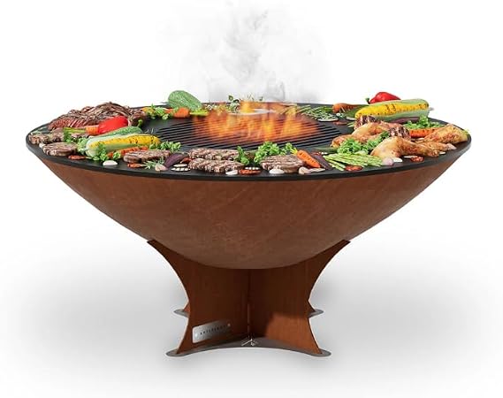 ARTEFLAME Charcoal BBQ Grill, Griddle, and Fire Pit Bundle | Gourmet Outdoor Cooking Essentials | Steakhouse Searing Set (40" Low Euro Base with 2 Grilling Accessories) MADE IN USA