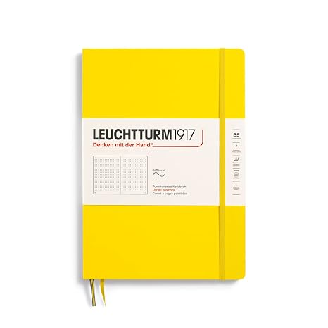 LEUCHTTURM1917 - Notebook Softcover Composition B5-123 Numbered Pages for Writing and Journaling (Dotted, Lemon)