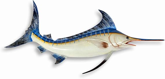 Handpainted Marlin Fish Replica Wall Mount Decor Plaque 18"