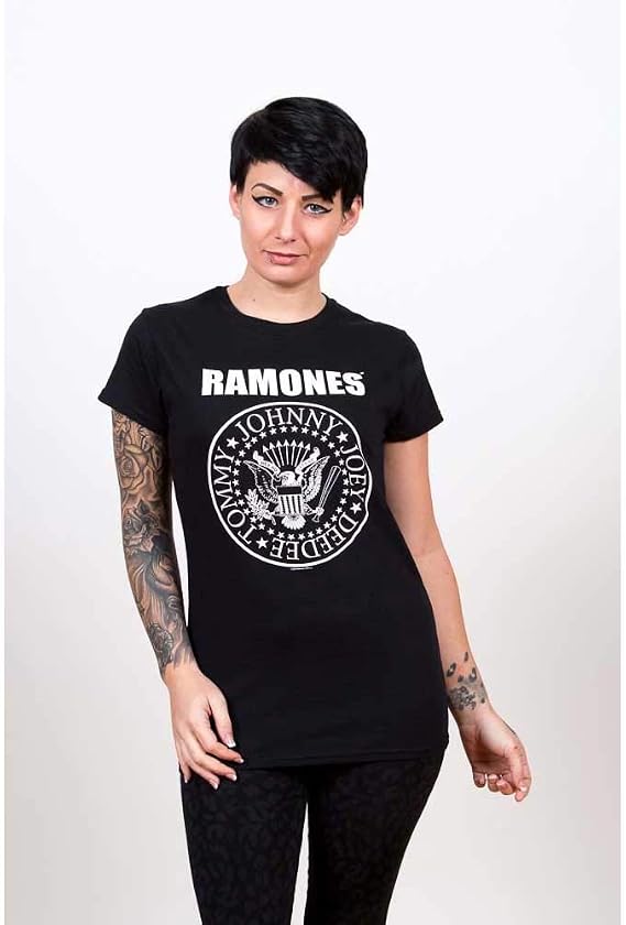 Ramones Presidential Seal Band Logo Official Women's Skinny Fit T-Shirt Black