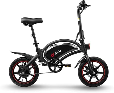 Electric Bike for Adults Teens,DYU D3F 14 Folding Electric Bicycle,Commuter City E-Bike with 250W Motor and 36V 10AH Lithium-Ion Battery,40-45miles Travel Range