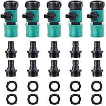 Hose Shut Off Valve - Garden Hose Connectors, 5PCS Hose Quick Connector with Valve + 10 Pcs Rubber Washers + 10Pcs Male Adapter, Standard 3/4" Thread