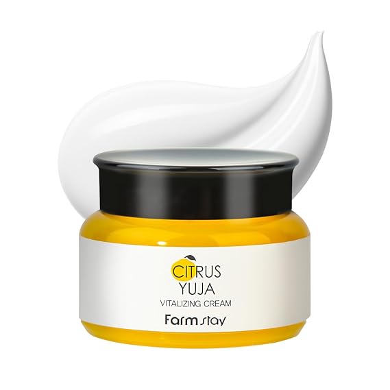 FARMSTAY Citrus Yuja Vitalizing Cream Vitamin C Facial Moisturizer with Niacinamide for Dry & Sensitive Skin, Skin Barrier Repairing & Wrinkle Care, Korean Skincare, for Women & Men 3.52 oz.