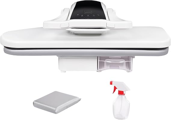 Intelligent Steam Press, Automatic Ironing Machine with Spray Bottle and Pressing Cushion Multiple Fabric Settings Professional Shirt Press for Apartments Clothing Stores (White)