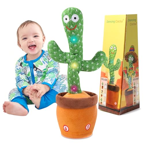 MIAODAM Dancing Cactus, Talking Cactus Baby Toy, Colorful Glowing Repeating Cactus Toy for Baby Toddler, Singing Cactus Toy 10 Pcs Songs Repeats What You Say for Baby Toy Gift Mimicking