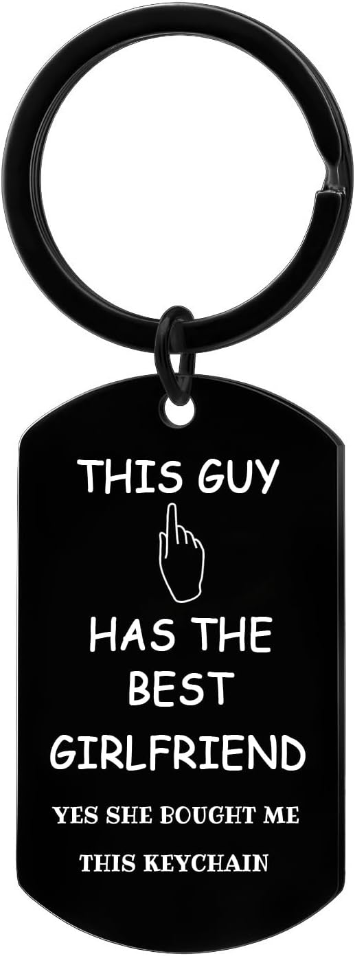 YEEQIN Funny Boyfriend Keychain Gifts for Boyfriend Valentines Birthday Gifts for Him Funny Boyfriend Gift Ideas This Guy Has The Best Girlfriend