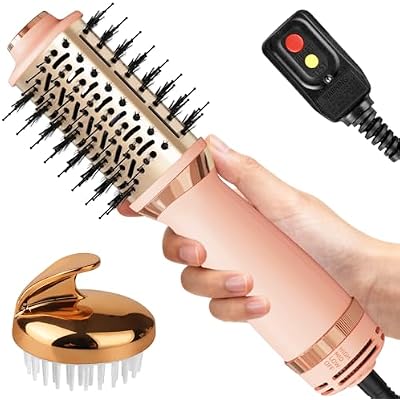 Hair Dryer Brush Blow Dryer Brush in One, 4-in-1 Hair Dryer Brush Blow Dryer with Oval Barrel, Mini Hot Air Brush for All Hair TypesPink
