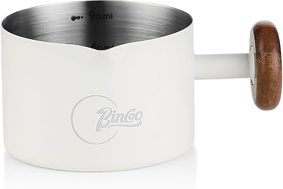 Bincoo Espresso Measuring Cup 90ml/3oz- Stainless Steel Coffee Dosing Cup with Handle & Scale,Perfect for Espresso Extraction & Coffee Beans, Barista Accessories for Coffee Lovers