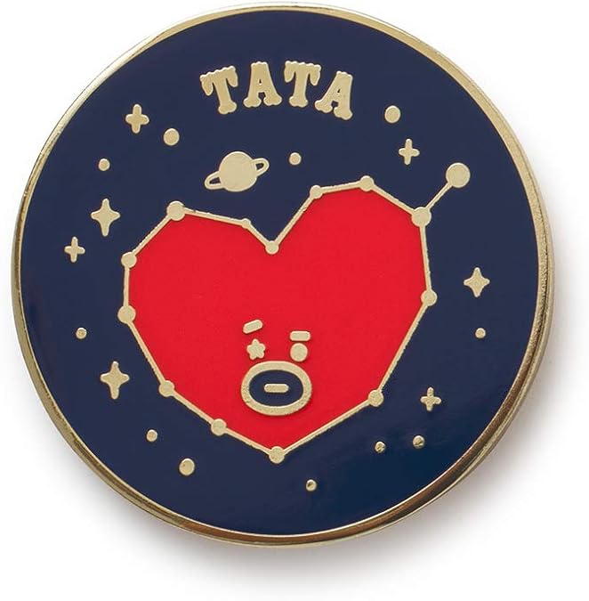 BT21 Universtar Collection TATA Character Enamel Lapel Pins Fashion Brooch Badge for Backpacks, Navy/Red