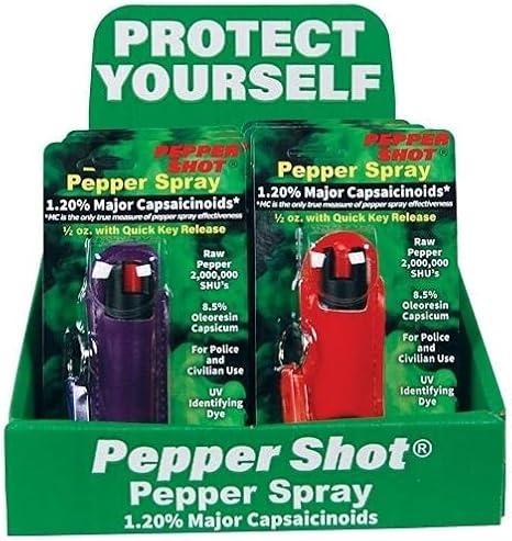 Safety Technology D-PS-Halo-Mixed Pepper Shot with Counter Display - 12 Piece