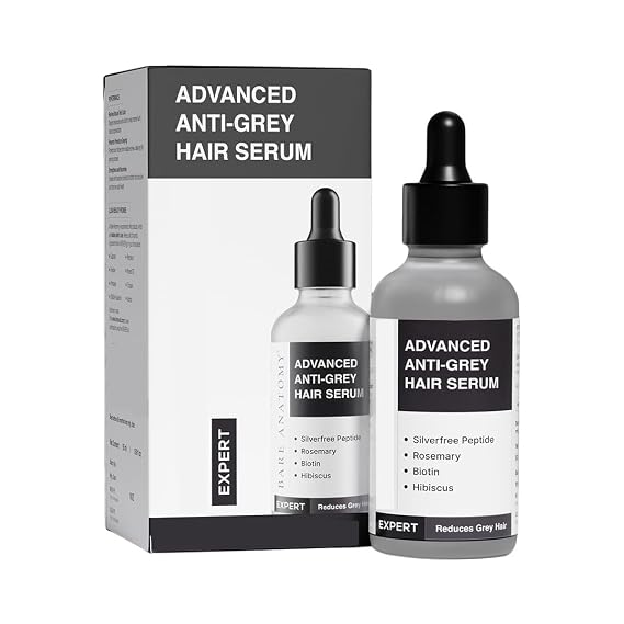 Advanced Anti-Grey Serum | Reduces Hair Greying | Silverfree Peptide + Biotin + Rosemary | Fast Absorbing, Odorless, Non-Sticky | Clinically proven formula For Men & Women | 50ml