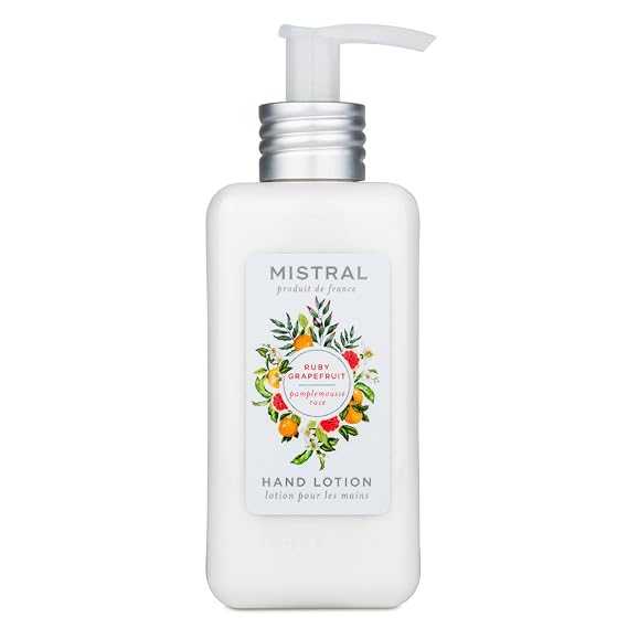 Mistral Ruby Grapefruit Hand Lotion, Organic Olive Oil and Aloe Vera, Non-Greasy Formula, Made in France