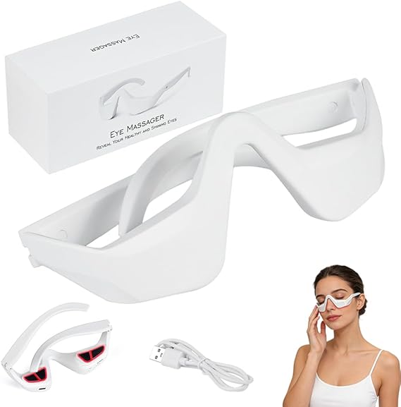 Under Eye Red Light Therapy Device, Microcurrent Red Light Therapy Glasses | Eye Massager Beauty Glasses with 4 Modes, 3 EMS & Automatic Timer for Relieve Eye Bags, Reduce Dark Circles and Puffiness