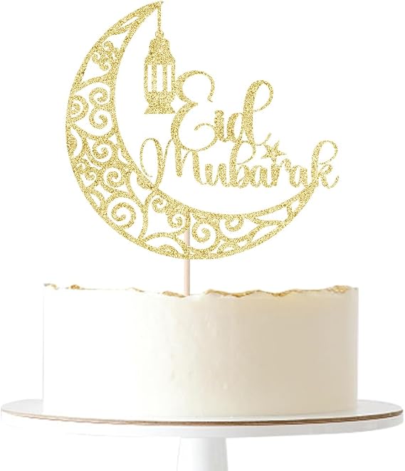 Gold Glitter Eid Mubarak Cake Topper