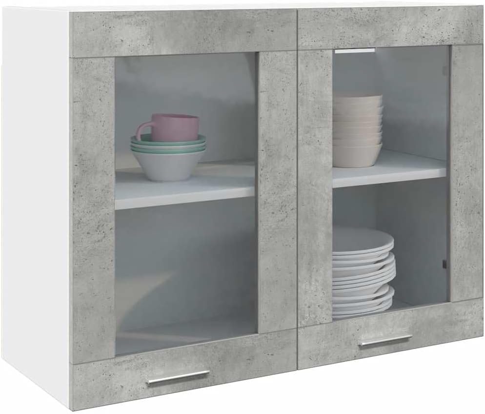 Refined Hängeglasschrank Lyon Betongrau 80x31x60 cm