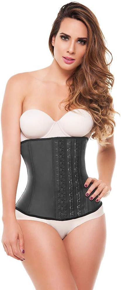 Classic Latex Waist Corset Women's Faja Reductora 3 Hooks Black S 34