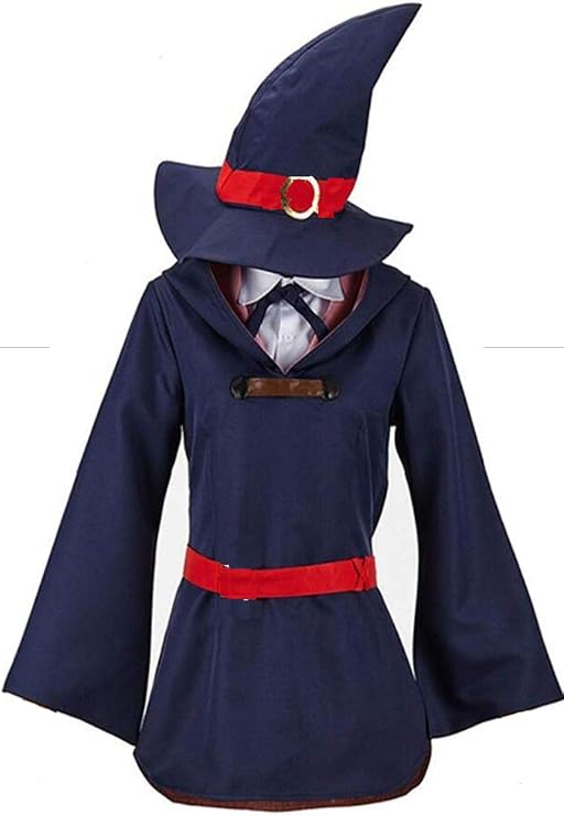 Hot Anime Womens Suit Witch Dress Tshirt Hat Cosplay Maid Dress Cosplay Costume Outfit