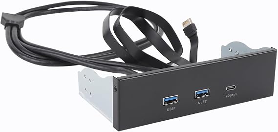 5.25 Inch Front Panel USB C Hub, GEN2x2 USB A Type C 3 Ports USB Front Panel Hub, 5.25 Inch 19 Pin 20Gbps Optical Drive Extension Panel for PC Computer