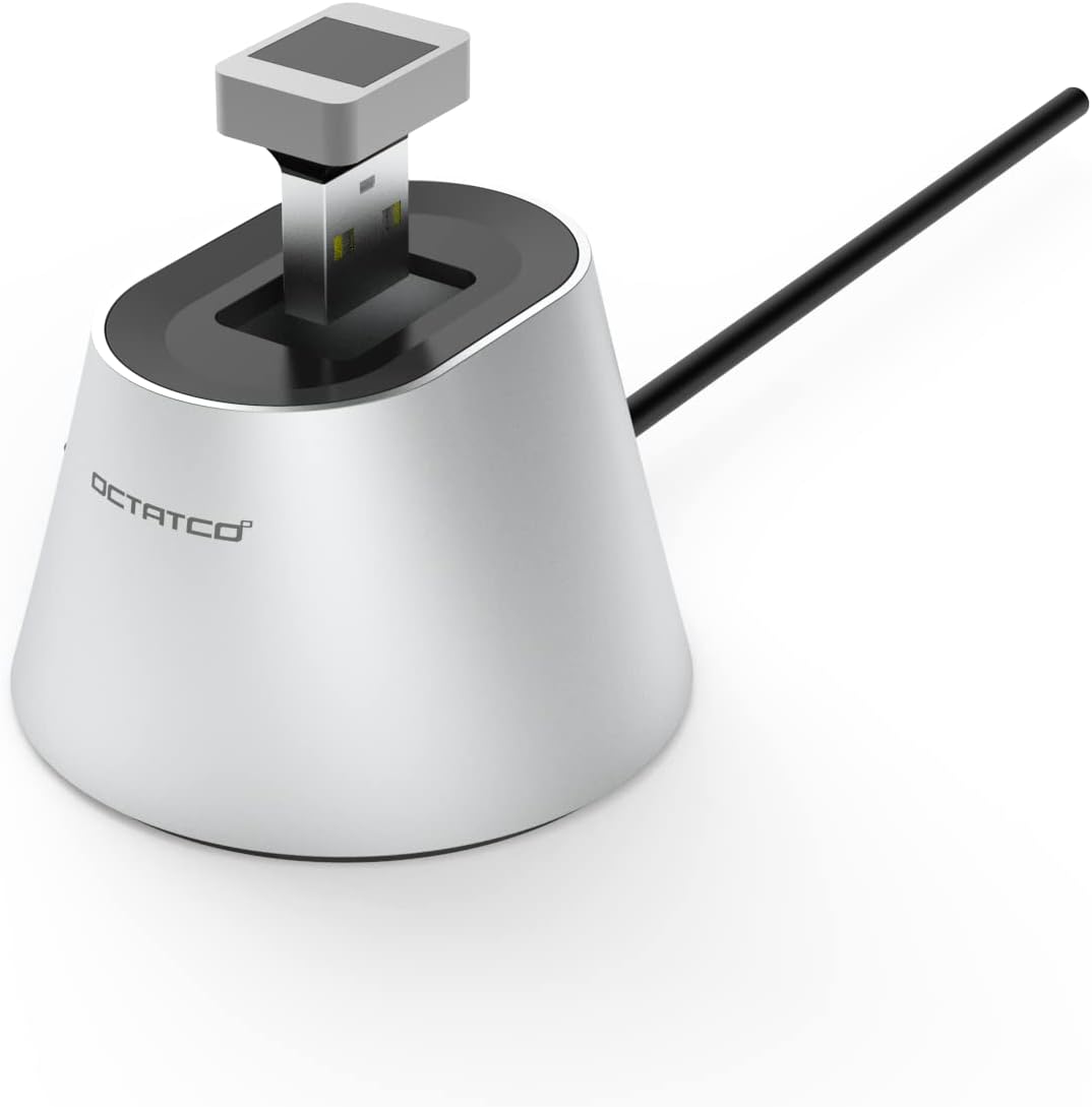 EzFinger2 Desktop CradleSilver – Fingerprint FIDO2, U2F Security Key – Works with Windows Hello, Google, Office 365 and More Platforms - Fast and Secure Passwordless Authentication