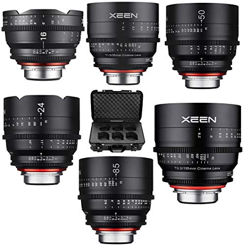 Rokinon Xeen Professional Cine 6-Lens Bundle for Sony E Mount - Includes 16mm T2.6, 24mm T1.5, 35mm T1.5, 50mm T1.5, 85mm T1.5, 135mm T2.2, Bundle with Free Xeen 6-Lens Carry-on Case