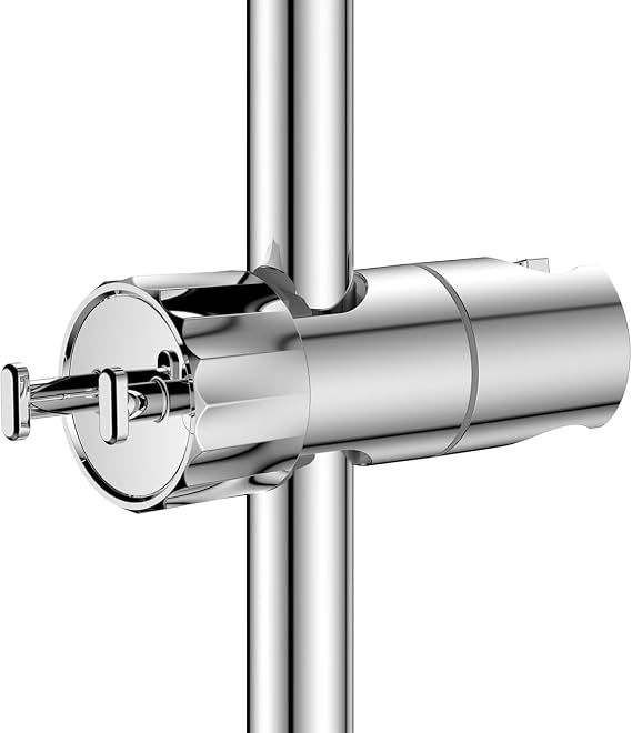YEAUPE Shower Head Holder with 2 Hooks for 19-23mm Shower Hose and 16-28mm Slide Rod,No Drilling,Angle and Height Adjustable,360°Rotation,Universal Shower Riser Rail Replacement Bracket,Chrome Plated