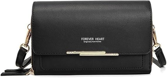 Women's Wallet Crossbody Phone Bag Shoulder Bag Clutch Purse Bag PU Wallet for Party Wedding Travelling Black