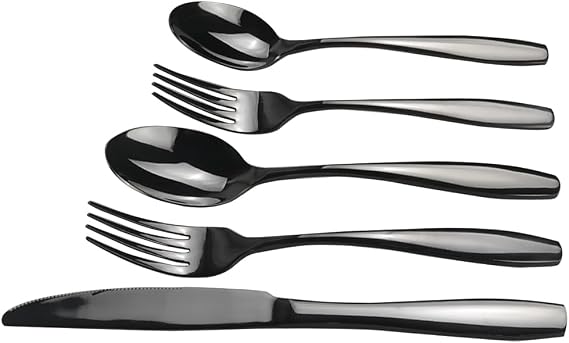 Wekioger Matte Black Stainless Steel Flatware 80 Pieces, Table Dinner Silverware Set for 16
