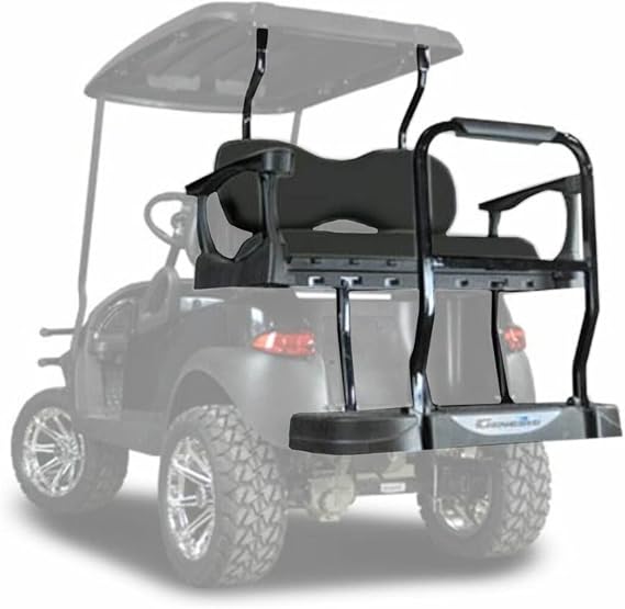 MADJAX Genesis 300 Rear Seat Kit for Club Car Precedent (04-21) / Onward (17-Up) / Tempo (18-Up) Golf Cart (Deluxe Cushions, Black)
