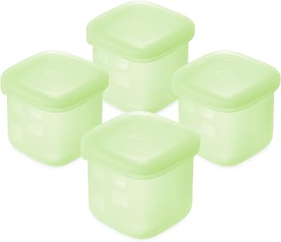 Olababy Clear Sense Silicone Storage Containers 4pk for Baby Food, Snacks, Formula, Puree, Sauce & More | Micro Plastic & BPA-Free | Daycare Essentials for Toddlers and Kids Kiwi, 4 oz  120 ml