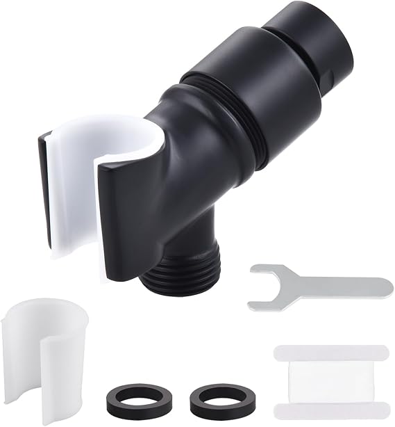 All Metal Handheld Shower Head Holder, Adjustable Shower Wand Holder with Brass Pivot Ball,Shower Arm Holder Mount for Connecting Shower Arm and Shower Hose,Black