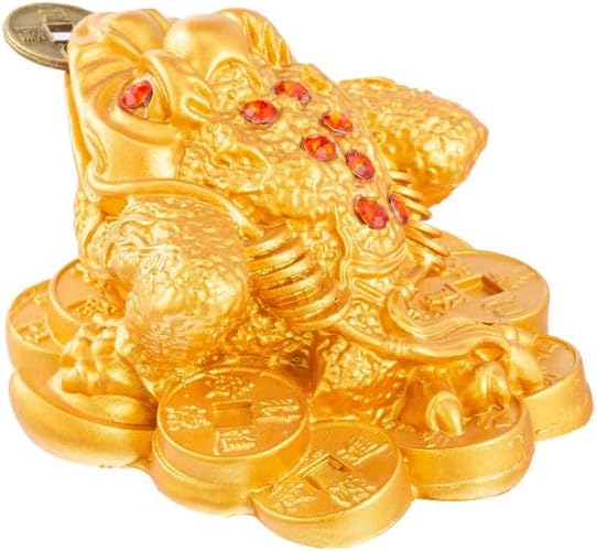 Feng Shui Money Frog, Lucky Money Toad Decorations,Ideal for Attracting Wealth (Gold)