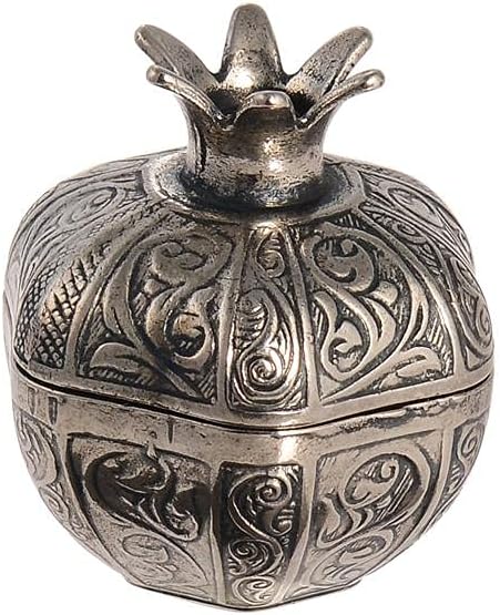 Antique Silver Small Pomegranate Sugar Bowl for Home, Kitchen and Wedding Party, Delight and Chocolate Serving, Stylish Design for Cube and Powder Sugar