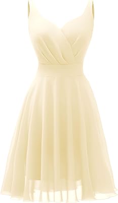 Dressever Summer Cocktail Dress V-Neck Adjustable Spaghetti Strap Chiffon Sundress